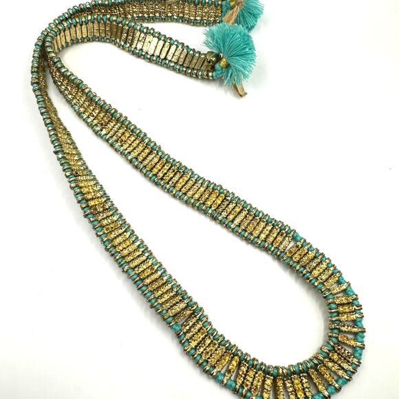 House of Tuhina Made in India Gold Green Necklace Heavy Statement Ethnic Exotic - Picture 12 of 13